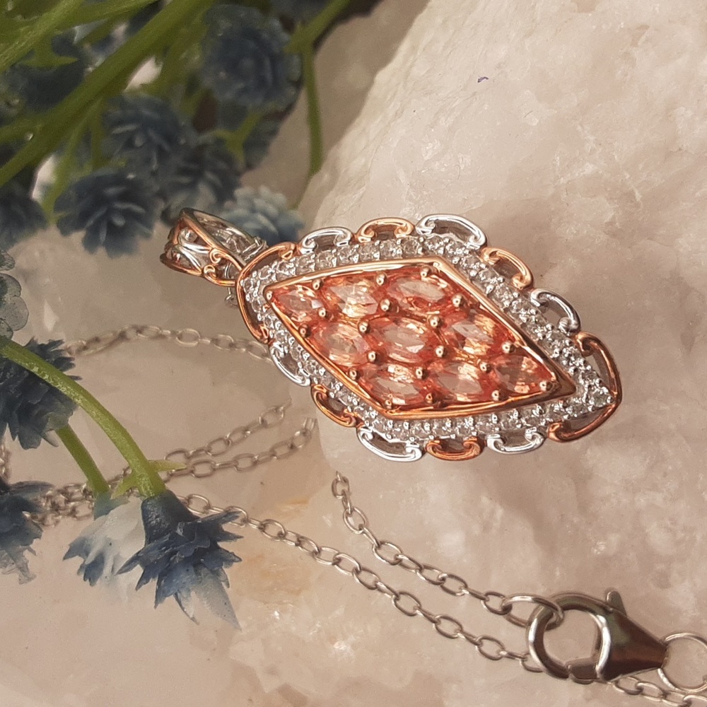 RARE, 925 Limited Edition,  Padparadscha Sapphire & White Zircon. 43/950.  FIRM. - Picture 4 of 5